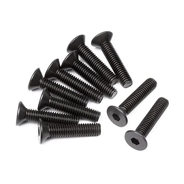 Adornos M3 x 14 mm Flat Head Screw Hex Socket Spare Parts, Black - 10 Piece AD2976455 - main
